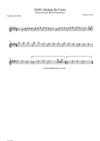 Harpa Cristã (049) Aleluia Já Creio score for Alto Saxophone