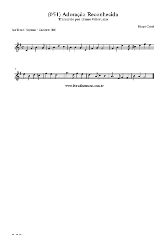 Harpa Cristã (051) Adoração Reconhecida score for Clarinet (Bb)