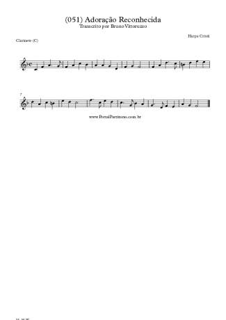 Harpa Cristã (051) Adoração Reconhecida score for Clarinet (C)