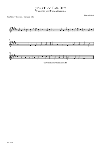 Harpa Cristã (052) Tudo Está Bem score for Tenor Saxophone Soprano (Bb)