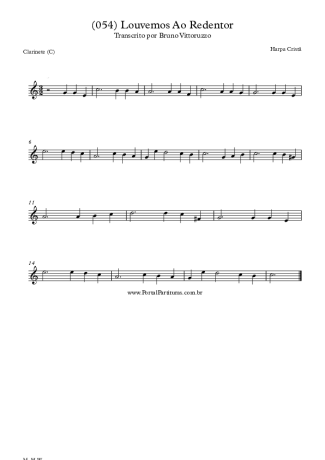 Harpa Cristã (054) Louvemos Ao Redentor score for Clarinet (C)