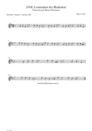 Harpa Cristã (054) Louvemos Ao Redentor score for Tenor Saxophone Soprano (Bb)