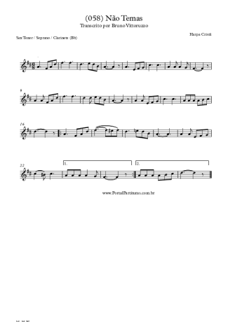 Harpa Cristã (058) Não Temas score for Clarinet (Bb)