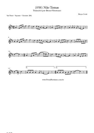 Harpa Cristã (058) Não Temas score for Clarinet (Bb)