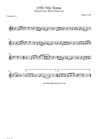 Harpa Cristã (058) Não Temas score for Clarinet (C)