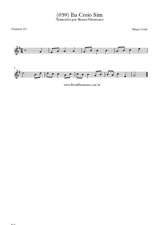 Harpa Cristã (059) Eu Creio Sim score for Clarinet (C)