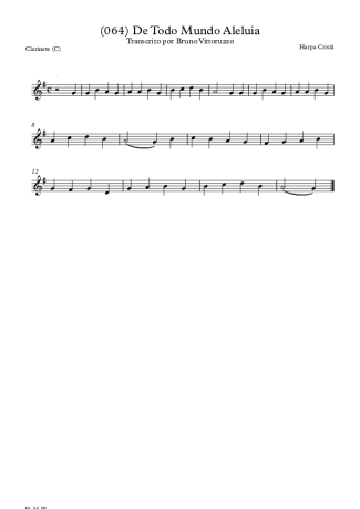 Harpa Cristã (064) De Todo O Mundo Aleluia score for Clarinet (C)