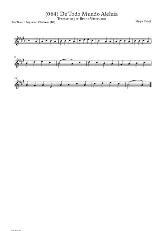 Harpa Cristã (064) De Todo O Mundo Aleluia score for Tenor Saxophone Soprano (Bb)