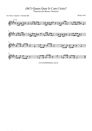 Harpa Cristã (067) Quem Quer Ir Com Cristo score for Tenor Saxophone Soprano (Bb)