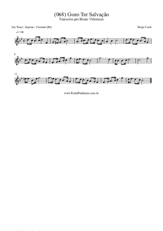 Harpa Cristã (068) Gozo Ter Salvação score for Tenor Saxophone Soprano (Bb)