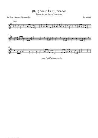 Harpa Cristã (071) Santo És Tu Senhor score for Tenor Saxophone Soprano (Bb)
