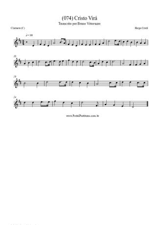 Harpa Cristã (074) Cristo Virá score for Clarinet (C)