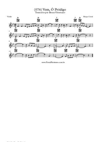 Harpa Cristã (076) Vem Ó Pródigo score for Acoustic Guitar
