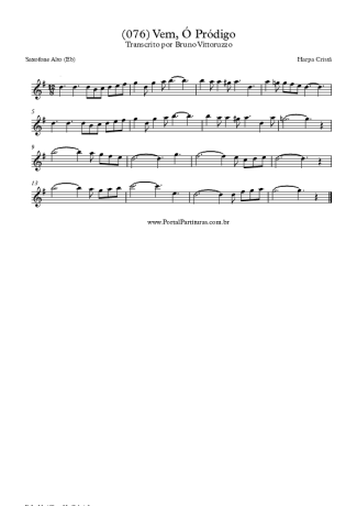 Harpa Cristã (076) Vem Ó Pródigo score for Alto Saxophone