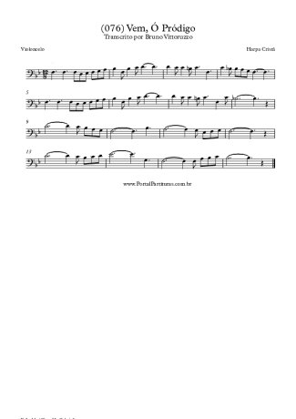 Harpa Cristã (076) Vem Ó Pródigo score for Cello