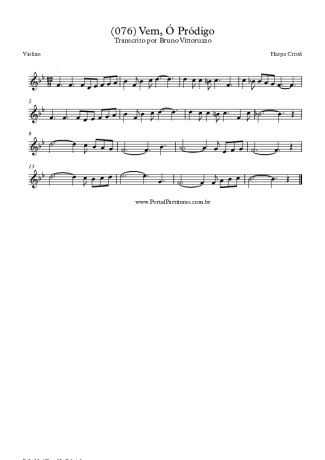 Harpa Cristã (076) Vem Ó Pródigo score for Violin