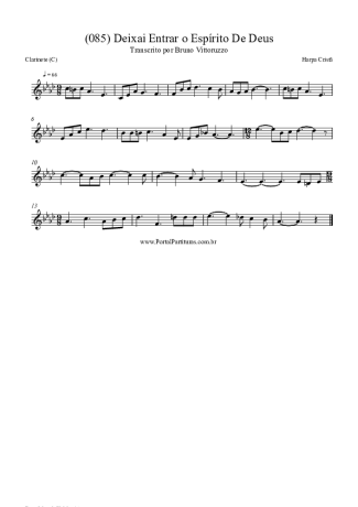 Harpa Cristã (085) Deixai Entrar O Espírito De Deus score for Clarinet (C)