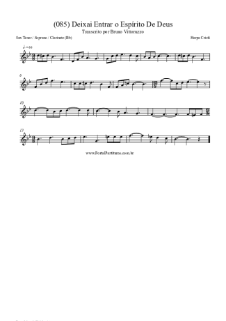 Harpa Cristã (085) Deixai Entrar O Espírito De Deus score for Tenor Saxophone Soprano (Bb)