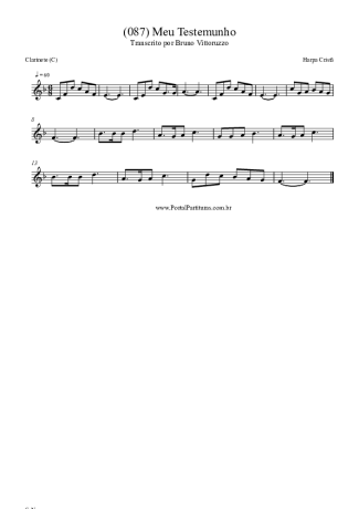 Harpa Cristã (087) Meu Testemunho score for Clarinet (C)