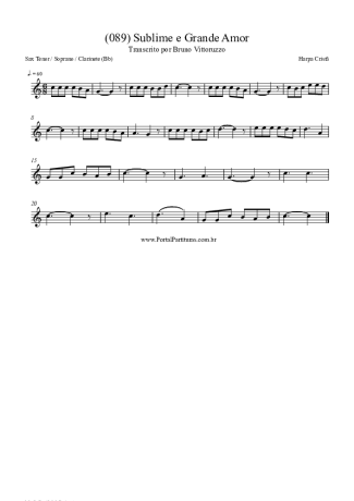 Harpa Cristã (089) Sublime E Grande Amor score for Tenor Saxophone Soprano (Bb)