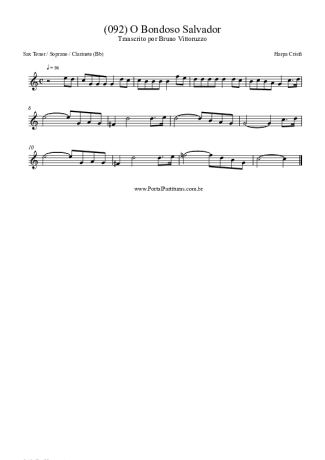 Harpa Cristã (092) O Bondoso Salvador score for Tenor Saxophone Soprano (Bb)