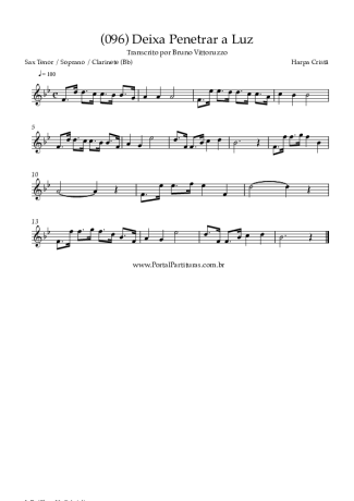 Harpa Cristã (096) Deixa Penetrar A Luz score for Clarinet (Bb)