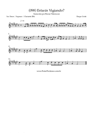 Harpa Cristã (098) Estarás Vigiando score for Tenor Saxophone Soprano (Bb)