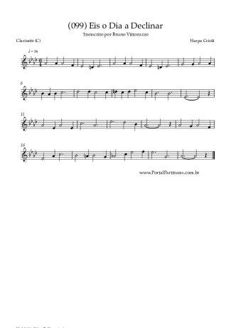 Harpa Cristã (099) Eis O Dia A Declinar score for Clarinet (C)