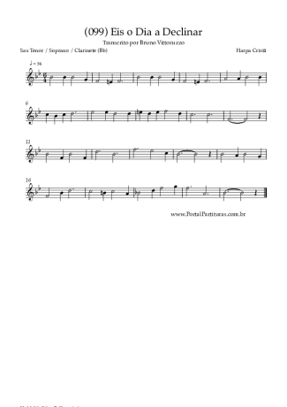 Harpa Cristã (099) Eis O Dia A Declinar score for Tenor Saxophone Soprano (Bb)