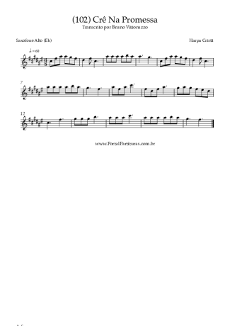 Harpa Cristã (102) Crê Na Promessa score for Alto Saxophone
