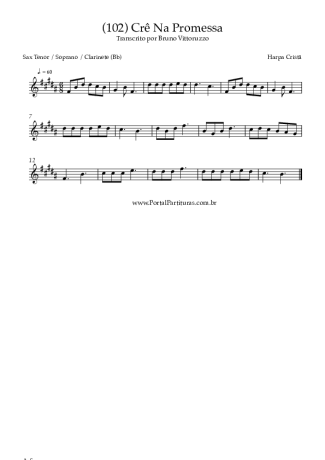 Harpa Cristã (102) Crê Na Promessa score for Clarinet (Bb)