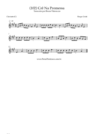 Harpa Cristã (102) Crê Na Promessa score for Clarinet (C)