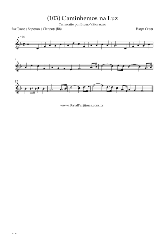Harpa Cristã (103) Caminhemos Na Luz score for Tenor Saxophone Soprano (Bb)