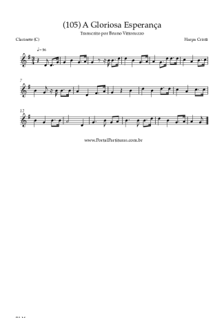 Harpa Cristã (105) A Gloriosa Esperança score for Clarinet (C)