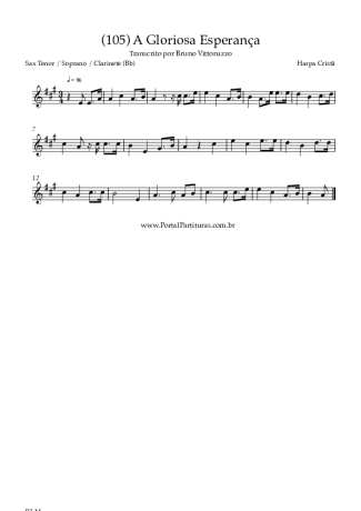 Harpa Cristã (105) A Gloriosa Esperança score for Tenor Saxophone Soprano (Bb)