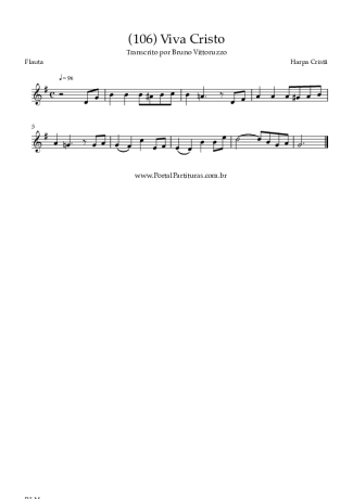 Harpa Cristã (106) Viva Cristo score for Flute