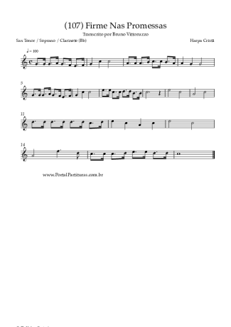 Harpa Cristã (107) Firme Nas Promessas score for Tenor Saxophone Soprano (Bb)