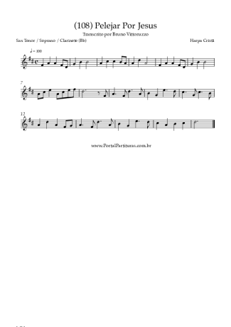 Harpa Cristã (108) Pelejar Por Jesus score for Tenor Saxophone Soprano (Bb)