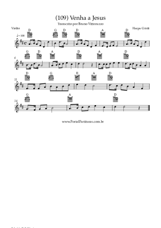 Harpa Cristã (109) Venha A Jesus score for Acoustic Guitar
