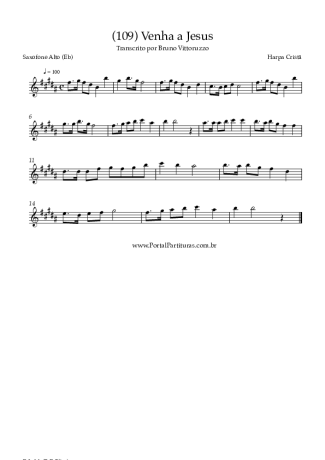 Harpa Cristã (109) Venha A Jesus score for Alto Saxophone
