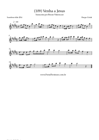 Harpa Cristã (109) Venha A Jesus score for Alto Saxophone