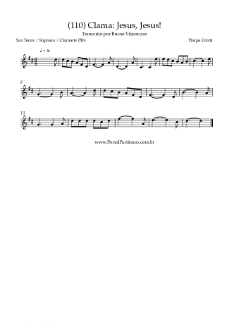 Harpa Cristã (110) Clama Jesus Jesus! score for Tenor Saxophone Soprano (Bb)