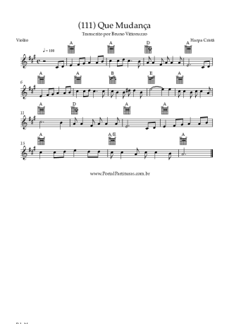 Harpa Cristã (111) Que Mudança score for Acoustic Guitar