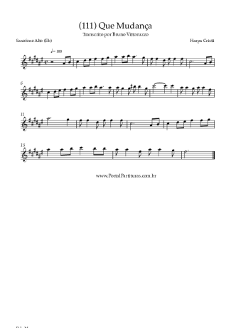 Harpa Cristã (111) Que Mudança score for Alto Saxophone