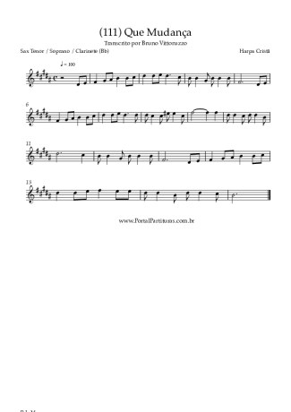 Harpa Cristã (111) Que Mudança score for Clarinet (Bb)