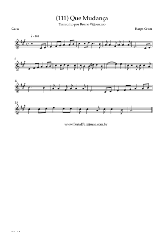 Harpa Cristã (111) Que Mudança score for Harmonica