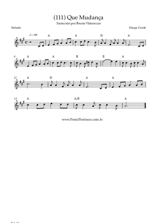 Harpa Cristã (111) Que Mudança score for Keyboard