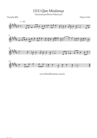 Harpa Cristã (111) Que Mudança score for Trumpet