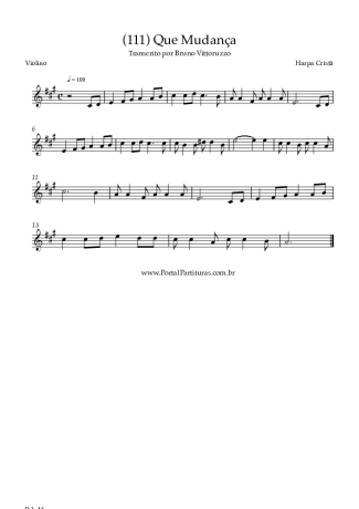 Harpa Cristã (111) Que Mudança score for Violin