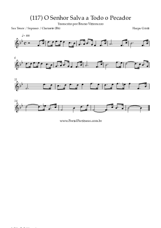 Harpa Cristã (117) O Senhor Salva A Todo O Pecador score for Clarinet (Bb)